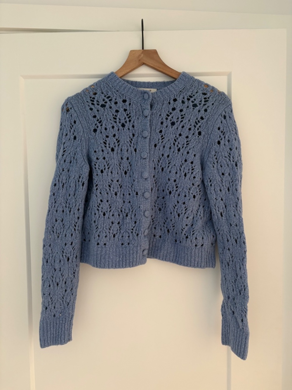 Madewell Pointelle-Stitch Cardigan in Cotton Blend, Size M
